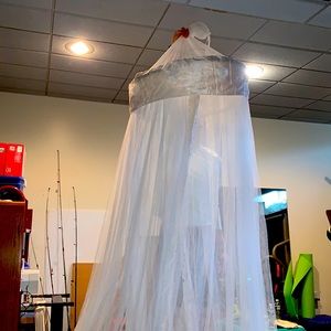 Tulle & Silk White Canopy For Twin Bed.